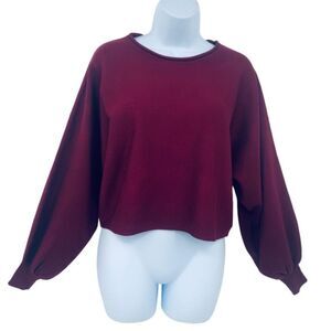 Zesica Cropped Puff Sleeve Burgundy Sweater Sz.L